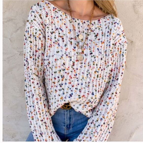 EXCELLENT CONDITION AMOLI MULTICOLOR CONFETTI KNOT TWIST SWEATER MEDIUM/LARGE - Picture 7 of 11